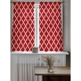 thumbnail image 4 of Quatrefoil Moroccan Pattern Curtains 54 Inch Length, Sheer Curtains for Bedroom Living Room Window Geometric Red Backdrop Rod Pocket Voile Drapes Kitchen Curtains Small Half Window 52"x54" 2 Panels, 4 of 6