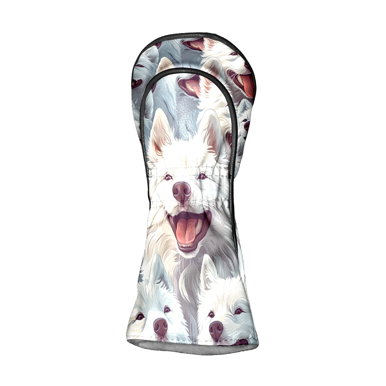 Golf Club Covers PU Leather Waterproof Head Covers for Fairway Woods Hybrids Cute Samoyed