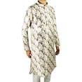 thumbnail image 1 of Hijaz Men's Off White Formal Silky Cotton Floral Print Long Asian Kurta Shirt - XXL, 1 of 3