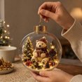 thumbnail image 6 of Clear Glass Christmas Ornament Ball with Teddy Bear, Mini Christmas Tree Scene Inside, Gold Crown Hanging Tree Decoration, 3.2x3.2 Inch, 1 Count, 6 of 7