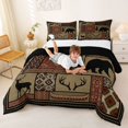 thumbnail image 3 of Manfei Classic Aztec Full Size Comforter Sets,Jungle Deer Bear Bedding Comforter Set,Brown,Black Reversible,3 Pieces,1 Comforter and 2 Pillowcases, 3 of 7