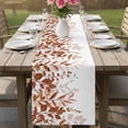 thumbnail image 4 of Brown Leaves Table Runner - 72 Inch Long Summer Botanical Cotton and Linen Blended Dress Scarves Farmhouse Table Runner for Kitchen Dining, Coffee Table, 13" x 72", 4 of 8