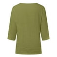 thumbnail image 5 of Camiseta informal holgada de cuello redondo y manga 3/4 para mujer - Top largo de color liso, blusa de algodón transpirable, tallas S-XXL, 5 of 5