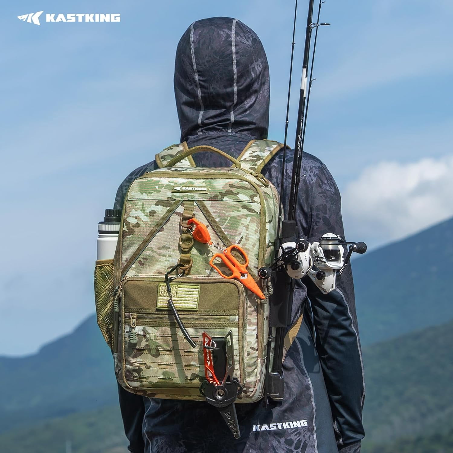 KastKing Fishing Tackle Backpack,Water-Resistant Fishing Bag With 2 Rod Holders,Fishing Gear and Equipment -KarryAll KastMate