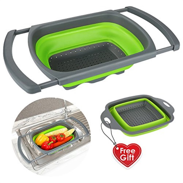 Colander Collapsible, Kitchen Strainers with Extendable Handles, 6quart