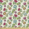 thumbnail image 1 of Floral Fabric by the Yard Upholstery, Colorful Detailed Flower Kinds Flourishing Ornamental Blooming Motifs, Decorative Fabric for DIY and Home Accents, Eggshell and Multicolor by Ambesonne, 1 of 5