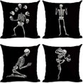 thumbnail image 1 of Halloween Jack O Lantern Decorative Throw Pillow Covers 18 x 18 Set of 4, Spooky Face Mummy Black Cat Fran.kens-tein Cushion Case Decor, 1 of 4