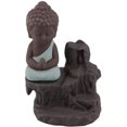 thumbnail image 1 of Small Buddha Cone Incense Burner Ceramic Backflow Incense Stick Holder Monk Ash Catcher Decoration (Green), 1 of 7