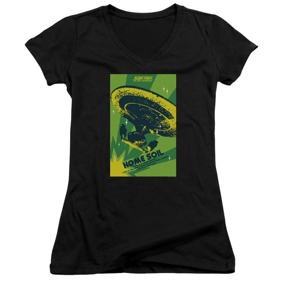 Star Trek Tng Season 1 Episode 18 Junior Women's V-Neck T-Shirt Black