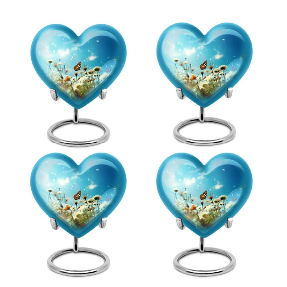 Butterfly Urn Human Ashes - Heart Urns For Ashes Adult Set Of 4 - Engraved Keepsake Urn - Funeral Ashes Urn - Small Urn For Ashes Keepsake - Urns For Dad - Urn Set (Size3inch,4pcs)