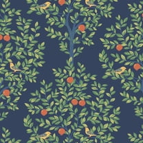 NextWall  Fruit Tree Peel and Stick Wallpaper 20.9 in. W x 18 ft. L - Navy Blue & Greenery