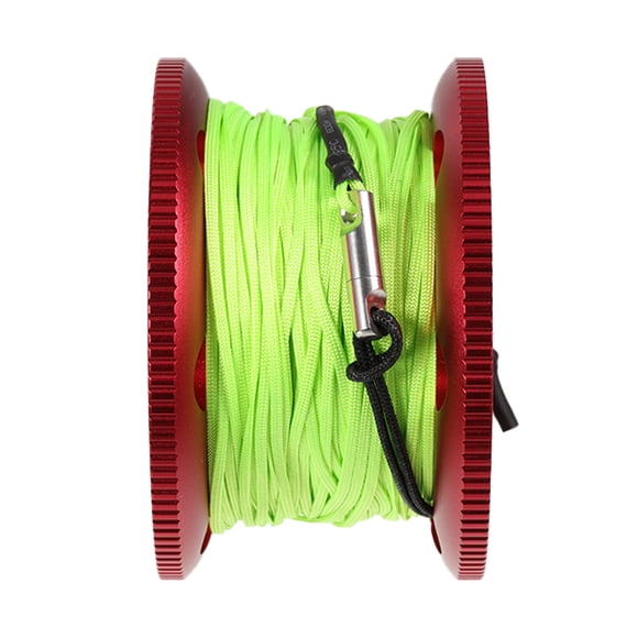 Sonducket Carrete de dedo de buceo profesional de alta densidad 50m cuerda de aluminio Tech Spool con gancho a presión suministros de accesorios Deportes acuáticos Rojo