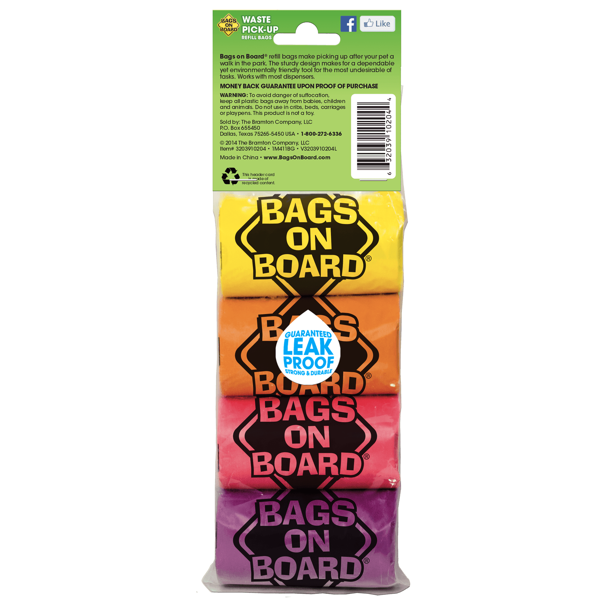 Bags on Board Dog Poop Bags, 9 x 12 Inches, 60 Count