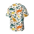thumbnail image 2 of Wukai Dinosaurs and Tropical Leaves Men's Casual Short-Sleeve Button Down Shirt - Lightweight Summer Dress Shirt for Daily Wear-X-Large, 2 of 7