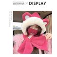 thumbnail image 4 of Bufanda con capucha Invierno Gorro de invierno Bufanda Conjunto de máscara Gorro con orejas de oso Bufanda para mujer Invierno Cálido rosa, 4 of 4