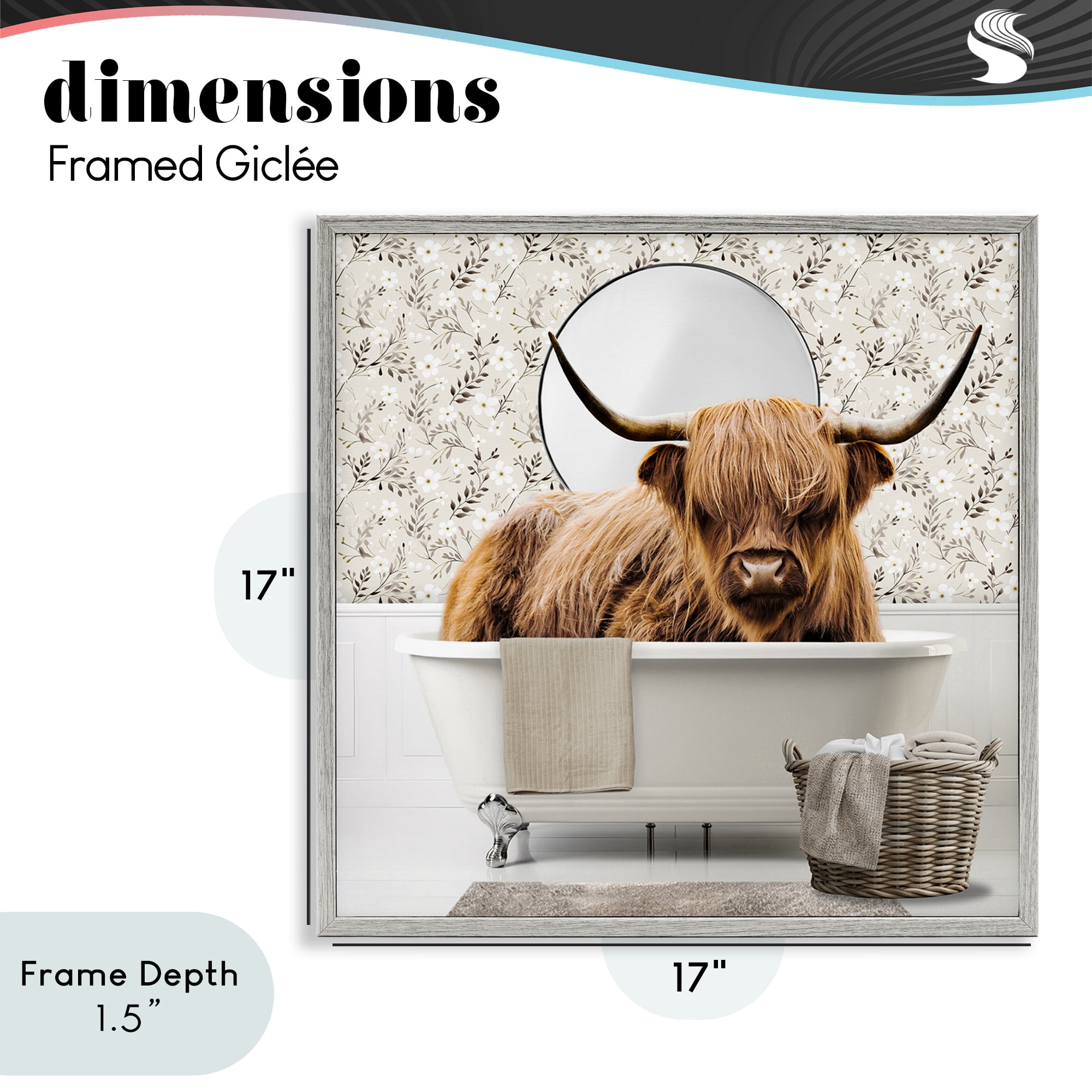 Stupell Industries Cottage Cattle Bath Time Gray Framed Giclee Art, design by CAD Designs