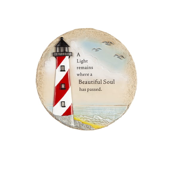 Evergreen LED Outdoor Safe Memorial Stone | Lighthouse Coastal Beautiful Soul | 10 Inches Wide | Remembrance Décor for Homes, Law