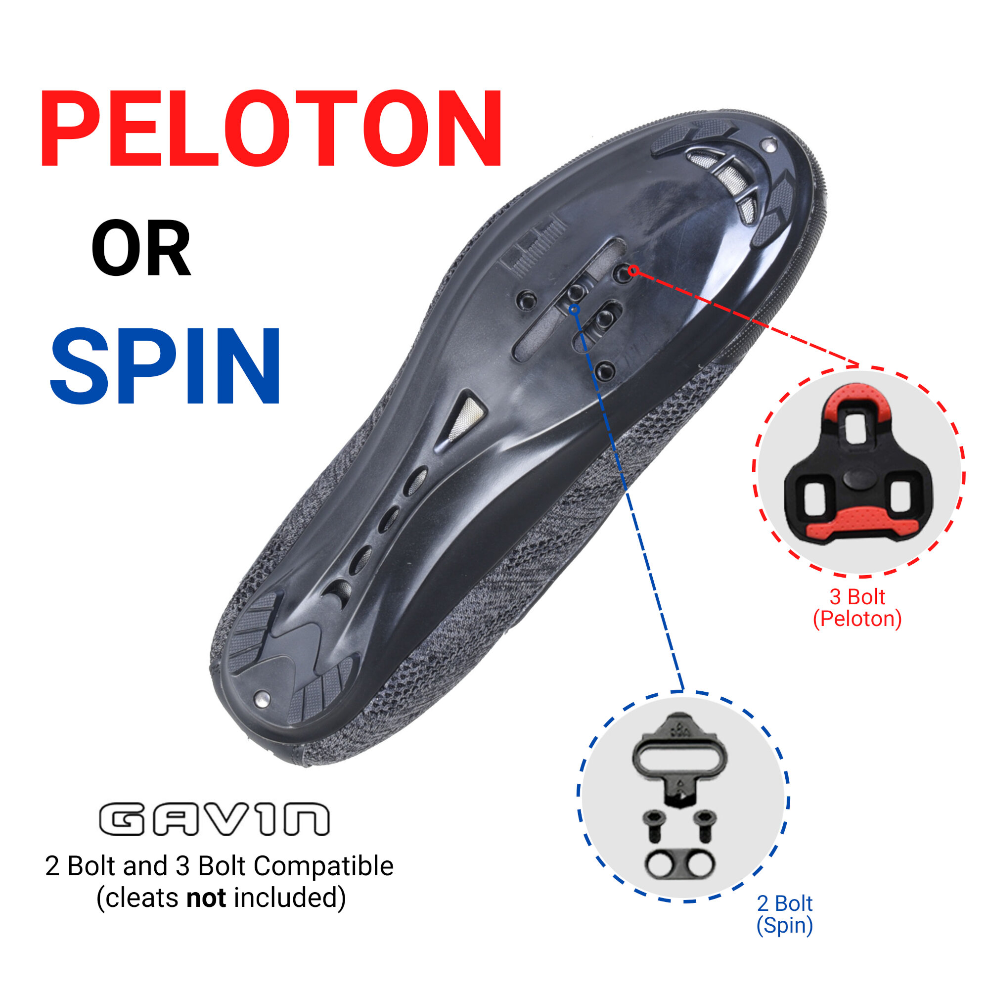 Gavin Pro Road / Indoor Cycling Shoe, Quick Lace - 3 Bolt Road Cleat Compatible - image 2 of 10