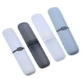 thumbnail image 2 of 4pcs Portable Toothbrush Case Plastic Travel Brush Box Toothbrush Toothpaste Storage Holder Toothbrush Protective Cover (White, Gray-blue, Transparent Black, Transparent White,1pc for Each Color), 2 of 8