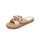 thumbnail image 4 of Colorblock Flower Decor Cross Strap Slides, 4 of 5