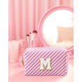 Initial Makeup Bags for Women, Personalized Portable Cosmetic Bag for