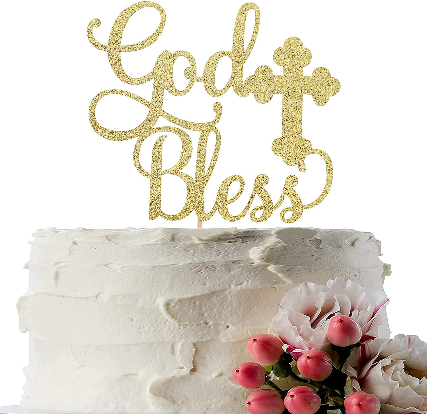 PERSONALISED White/Gold Birds Christmas/wedding/christening/birthday Cake Topper 