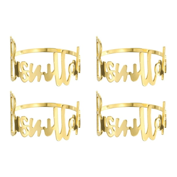 4pcs Gold Napkin Rings Metal Letter Shape Napkin Holders for Dinner