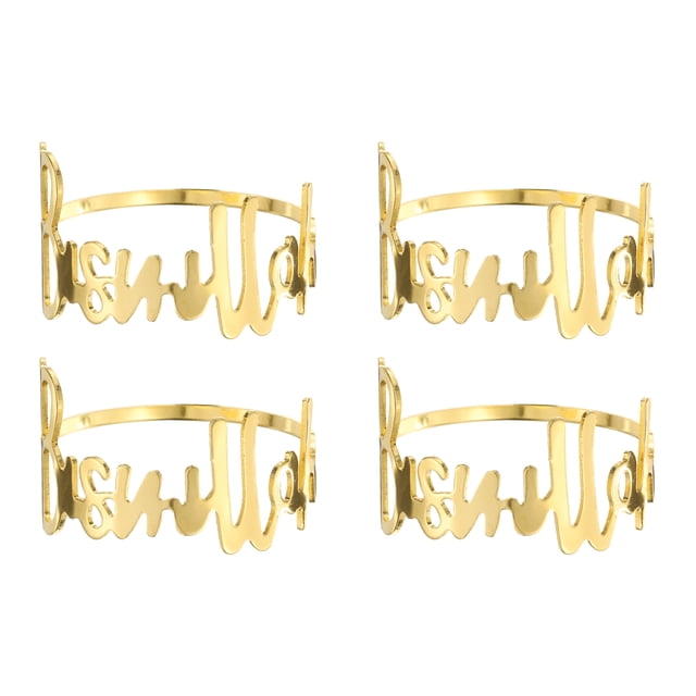 4 piezas de anillos de servilleta de metal dorado en forma de letra para la cena
