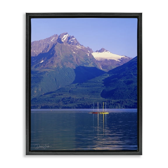 Stupell Industries Lake View Photography Landscape Photography Black Floater Framed Art Print Wall Art, 17 x 21