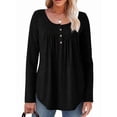 thumbnail image 3 of Camisas de Larga para Mujer, Conjuntos de Otoño, Cuello Redondo, Túnicas Casuales, Blusas de Moda, Ropa de Moda. Negro S, 3 of 6