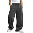 thumbnail image 7 of CYRBOKO Boys Fleece Lined Sweatpants, Thermal Elastic Drawstring Waist Fall Winter Casual Athletic Pants with Pockets Dark Gray Size 10-12 T, 7 of 7