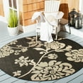 thumbnail image 3 of SAFAVIEH Courtyard Cindy Floral Indoor/Outdoor Area Rug, 5'3" x 7'7", Black Natural/Brown, 3 of 8