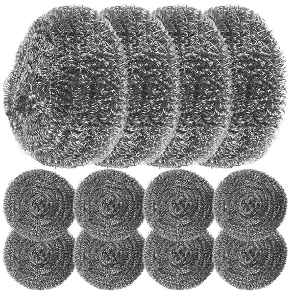 12 Pcs Durable Household Helpers Stainless Steel Cleaning for Kitchen (Silver)