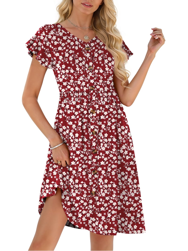 knee length dresses for ladies Ready For It All Red Floral Midi Dress – Shop the Mint main image 0