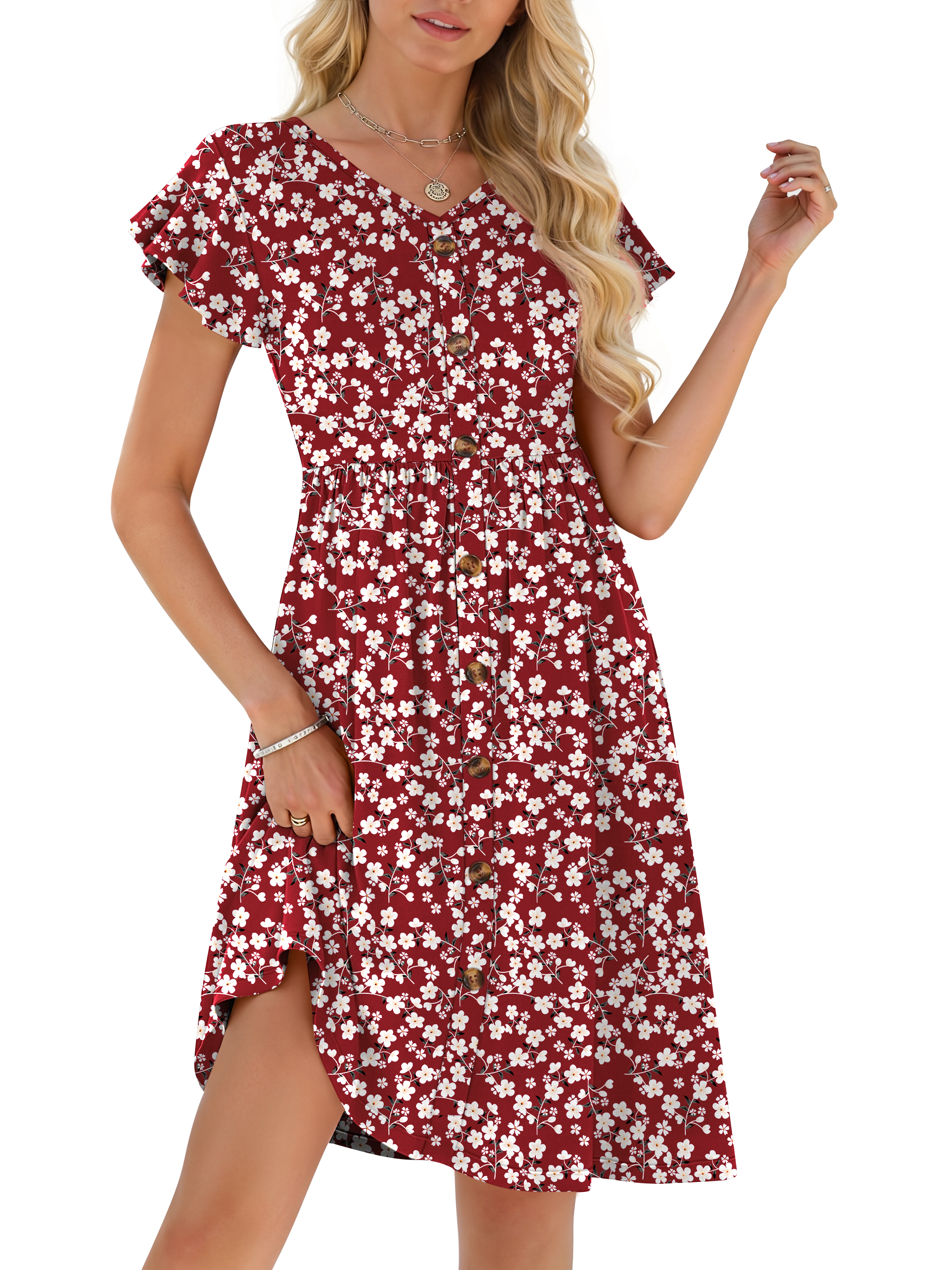 Fantaslook Women's Floral Midi Dress with Ruffle Sleeves photo 2