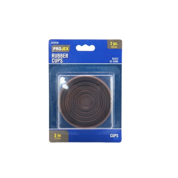 Projex 5035938 3 x 3 in. Rubber Round Caster Cup, Brown -Pack of 2