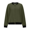 thumbnail image 6 of Full Zip Bomber Jackets with Pockets Womens Textured Trendy Casual Zipper Coat Fall Spring Hoodless Outerwear (S, Army Green), 6 of 7