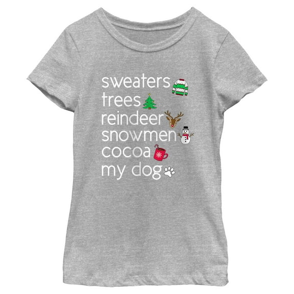 Girl's Lost Gods Christmas Icon List  Graphic Tee Athletic Heather Small