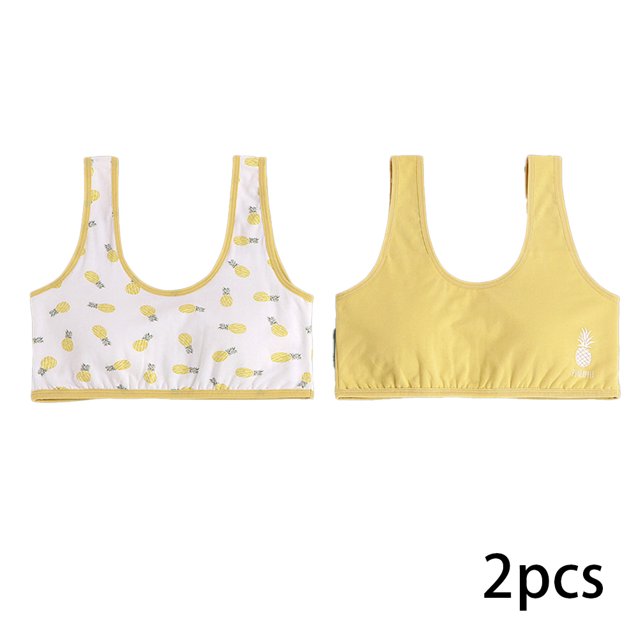 AJZIOJIRO Kids Girls Trim Bralette Bra Teens Rib Spaghetti Strpa Sleeping Bras 2 Pairs