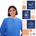 thumbnail image 5 of Batas De Laboratorio Desechables 41 Paquete Largo De 10 Batas De Trabajo Médicas Azules Para Adultos Sms Pequeños Ropa De Ppe De 40 G/M² Con Broches En La Parte Delantera Puños Y Cuello De Punto 3 Bol, 5 of 5
