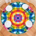 thumbnail image 2 of Colorful Tie Dye Mandala Pattern Round Fitted Tablecloth with Elastic Edge,Dining Table Cover Waterproof,Outdoor Round Tablecloth for Camping,Dining,Indoor and Outdoor, 2 of 7