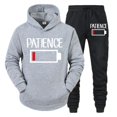 thumbnail image 5 of Conjunto de 2 piezas de sudadera y pantalones divertidos con estampado de batería "PATIENCE" para hombre, sudadera de manga larga, chándal, ropa deportiva unisex, 5 of 5