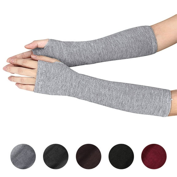 Aetherz Adult Long Fingerless Gloves, Thermal Cotton Arm Warmers for Winter, Touchscreen Compatible,Charcoal Fits All – Gift Ready