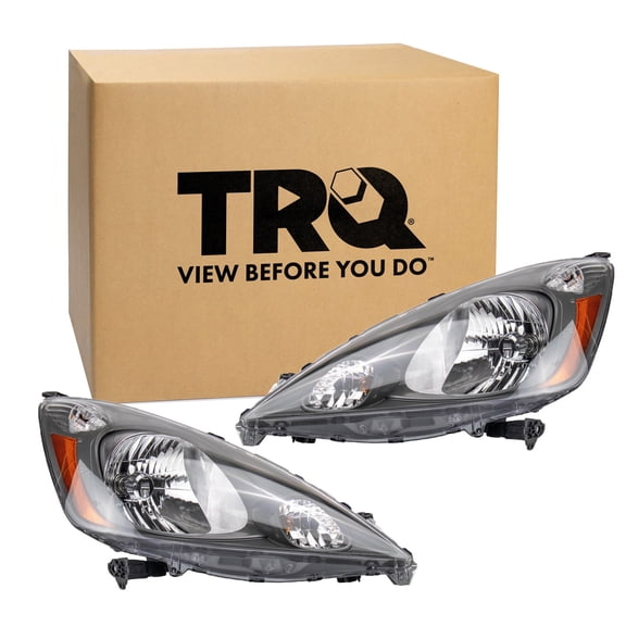 TRQ 2 Piece Headlight Assembly Set Driver & Passenger Side Fits 2009-2014 Honda Fit Without Sport Package HO2502138 HO2503138