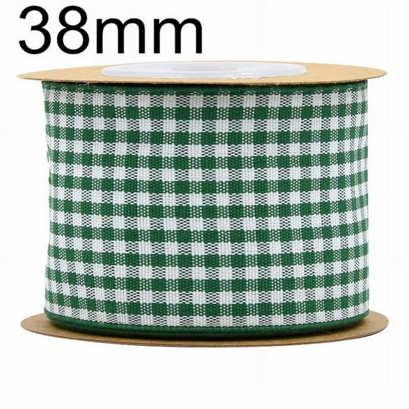 NAMZI 1.5 Inch x 5.5 Yards Gingham Ribbon, Classic Plaid Buffalo Checker Ribbon for Gift Wrapping, Hair Bows & DIY Crafts, Dark Green