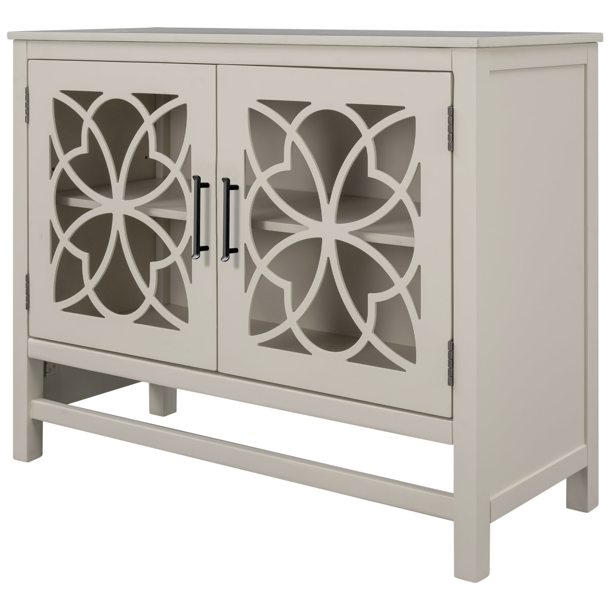 Aukfa Wood Sideboard Buffet Cabinet with Doors and Adjustable Shelf, Cream White