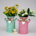 thumbnail image 3 of Milk Can Galvanized Chic Rustic Metal with Rope Round Iron Flowers Jug Vintage Bucket Vase(Pink), 3 of 5