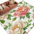 thumbnail image 2 of 6'x9' Area Rugs, Pink White Peony Indoor Outdoor Area Rug for Living Room Bedroom, Pastoral Spring Botanical Flowers Washable Bathroom Rugs Kitchen Floor Carpet Mats Home Decor Aesthetic, 2 of 8