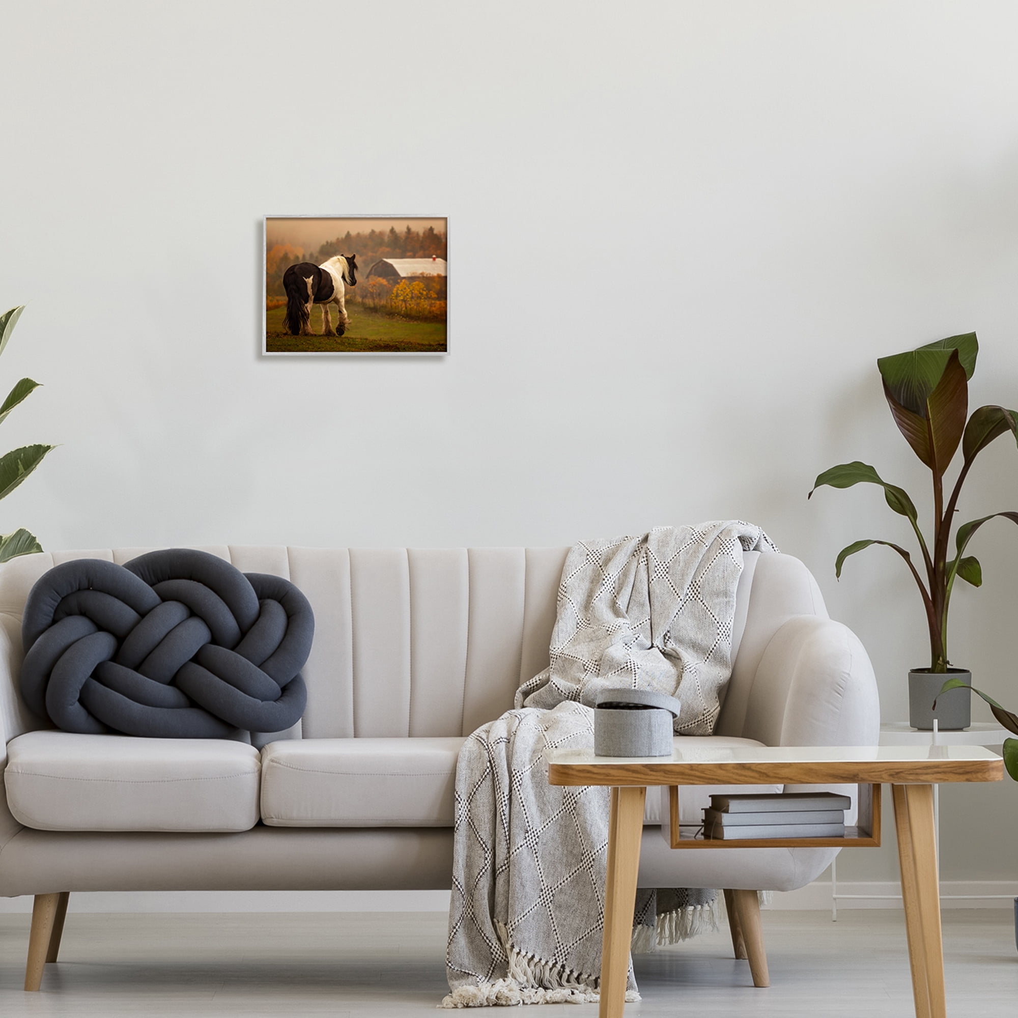 Stupell Industries Horse Overlooking Barn Landscape Photography Gray Framed Art Print Wall Art, 14 x 11