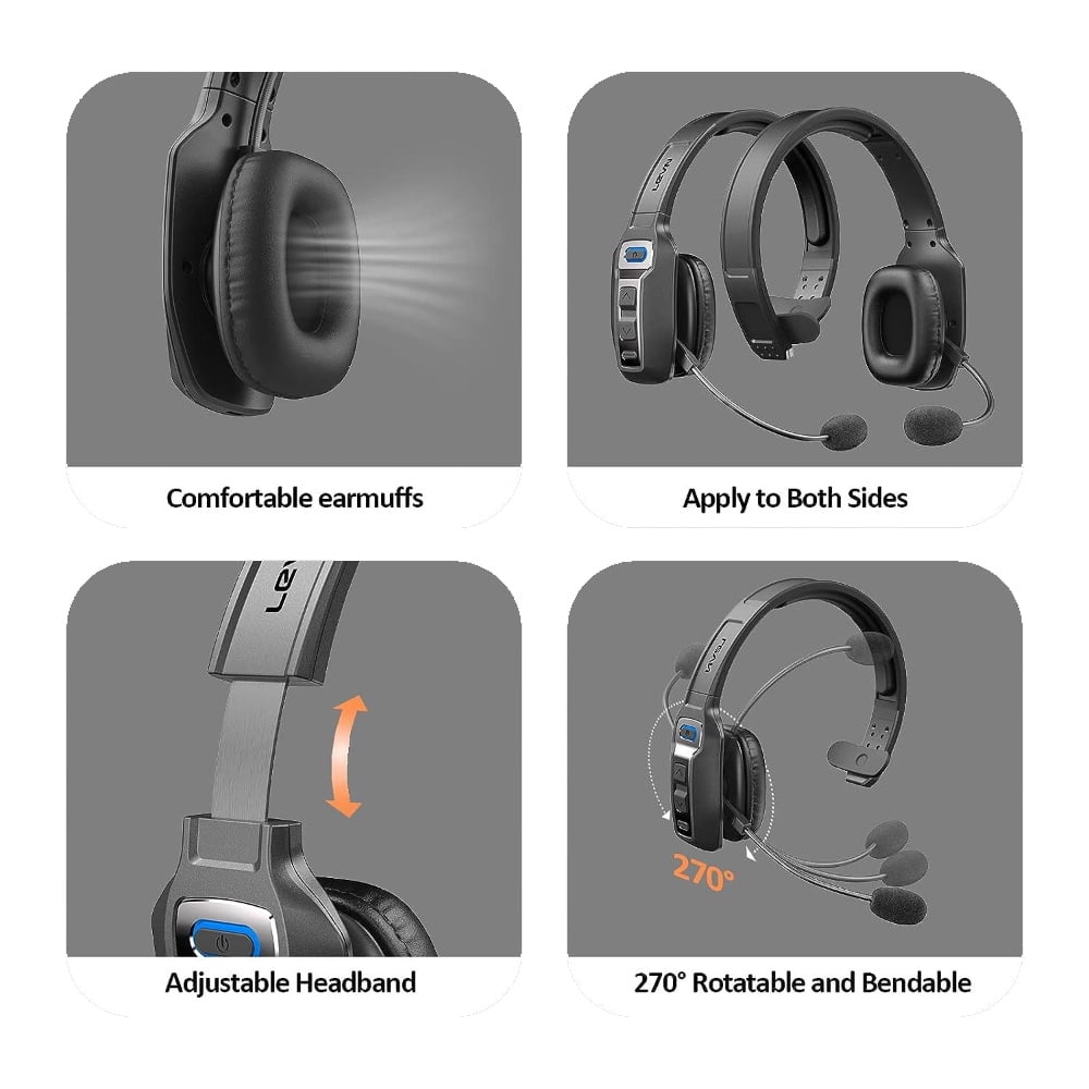 Trucker Headset Wireless Bluetooth 5.2 AI Noise Cancelling Mic For Phones PC
